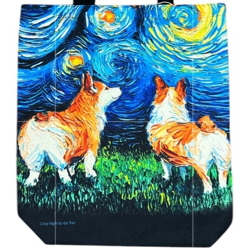 Aja Trier - 2/$35 - ‘Starry Night - Corgi’ Tote Bag. NWT. 15”x16”. *Last one! - Picture 2 of 4